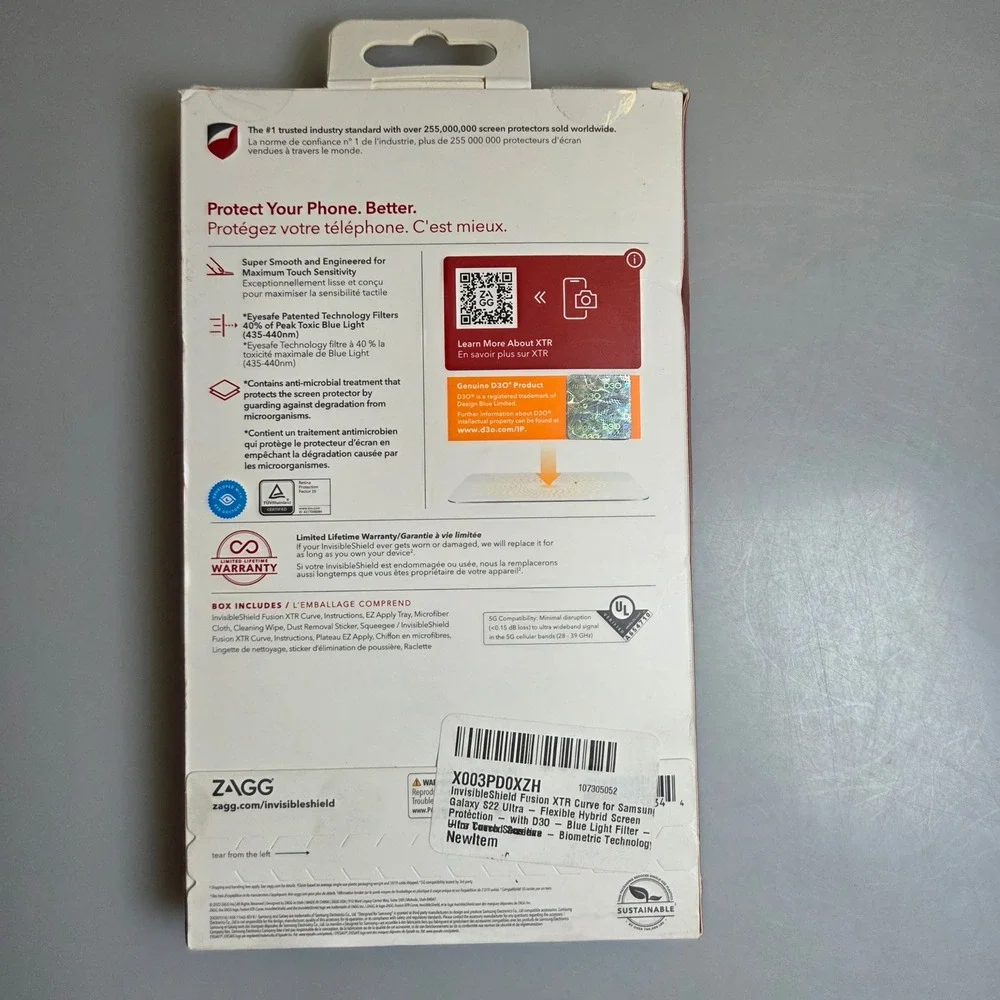 ZAGG InvisibleShield Fusion XTR Curve Samsung Galaxy S22 Ultra Screen Protector